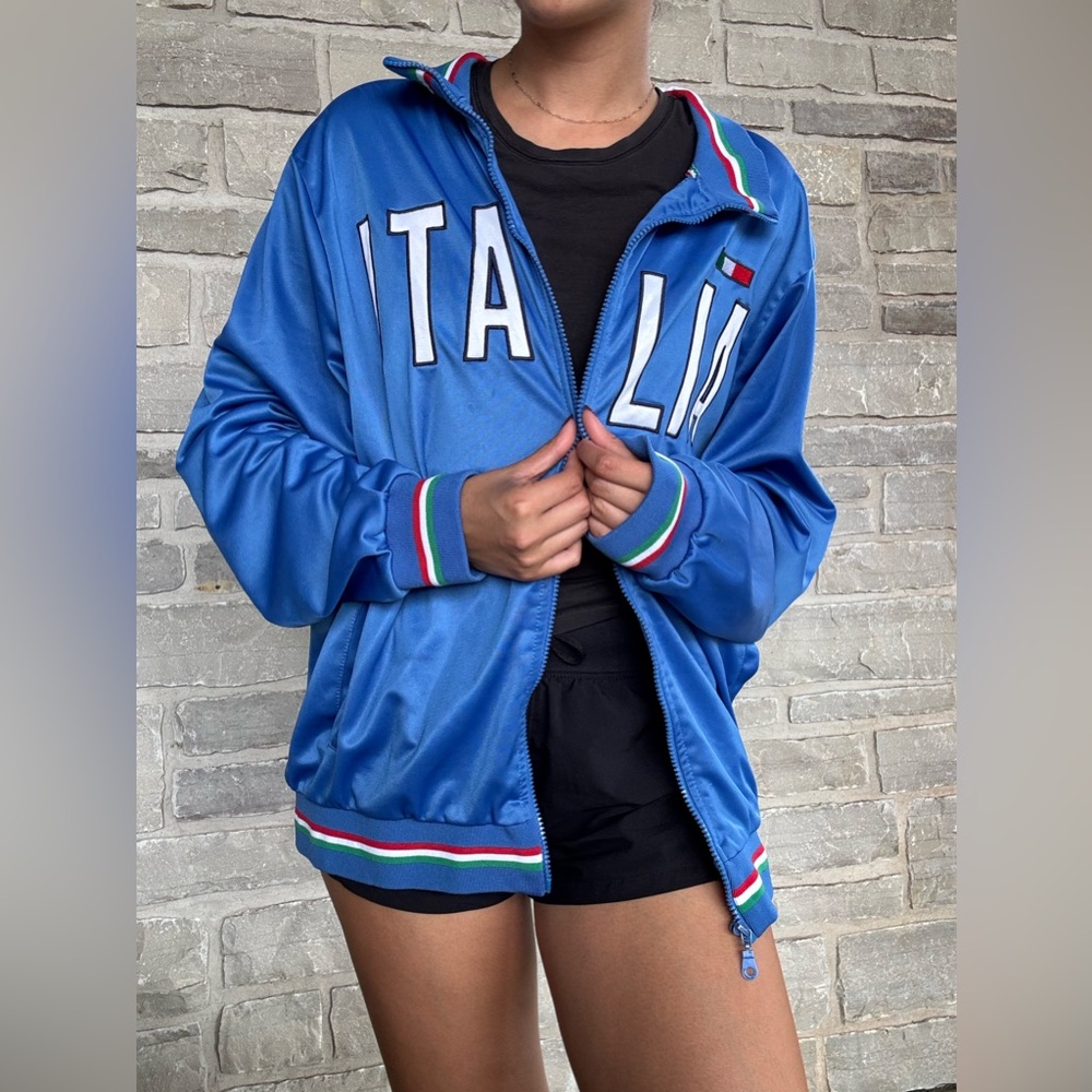 italy blue zip up jacket